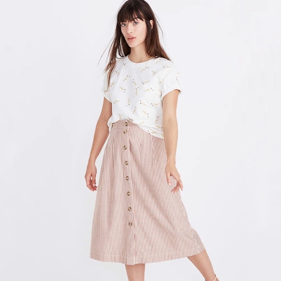 Madewell Dresses & Skirts - Madewell Patio Button Front Stripe Midi Skirt